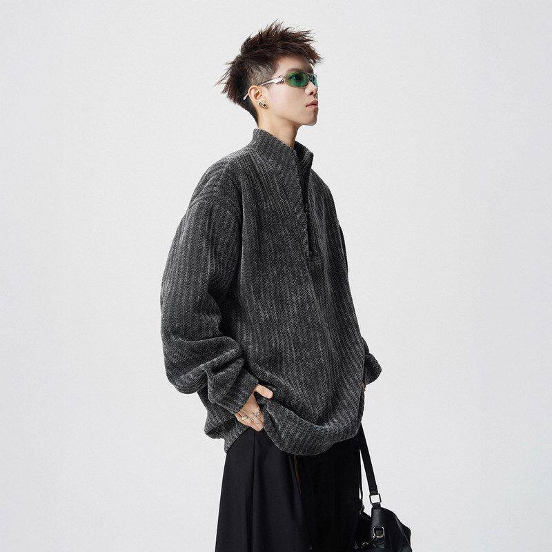 半痞帅男款设计冬季外套高级感男装大码解构卫衣套头美式拉链潮牌