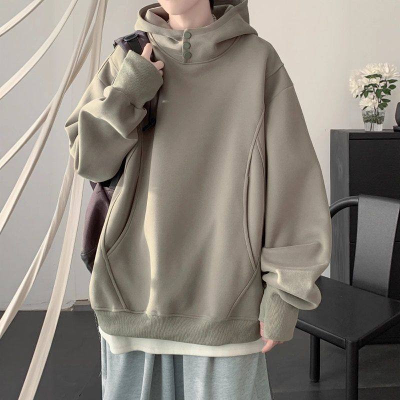 卫衣连帽青少年男秋百搭重磅高街oversize宽松美式上衣潮牌设计感