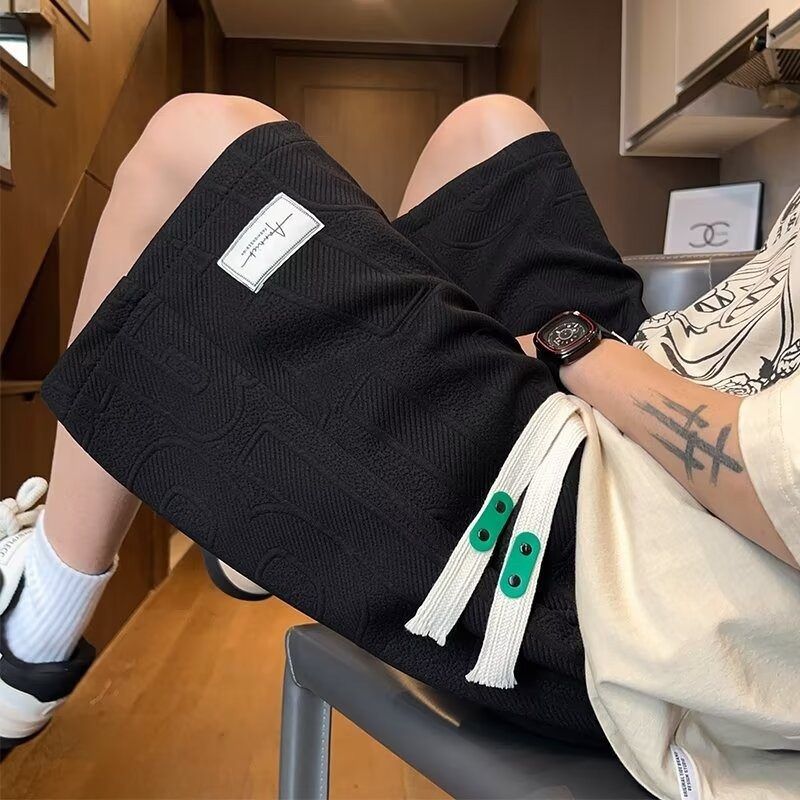 夏季提花跑步篮球运动男款美式潮牌短裤子男生字母宽松五分裤休闲
