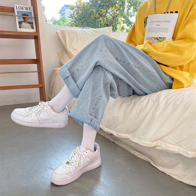 休闲潮牌长裤男牛仔裤港风潮流直筒裤ins百搭老爹阔腿裤宽松韩版