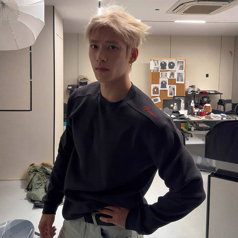 长袖刺绣卫衣高级感健身内搭华夫格打底衫秋冬季t恤修身美式男款