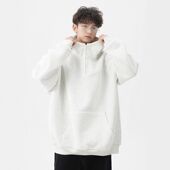 卫衣440g灰色高街美式 重磅纯色潮牌拉链连帽休闲男半百搭外套秋冬