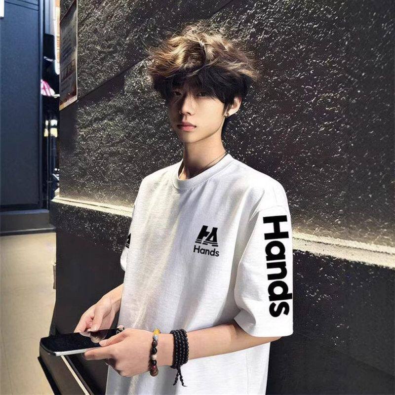 字母短袖国潮宽松夏季纯棉设计感衣高2026t恤街上新款重磅男刺绣