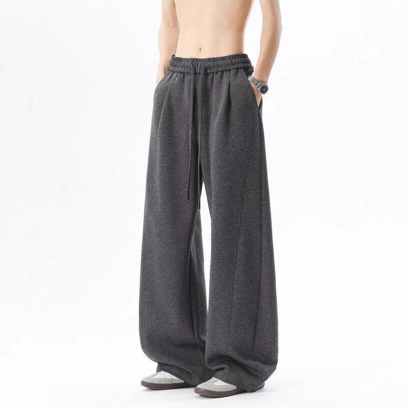 长裤潮牌子深麻灰色c男款直筒anfit宽松斜切弯刀卫裤夏季le休闲裤