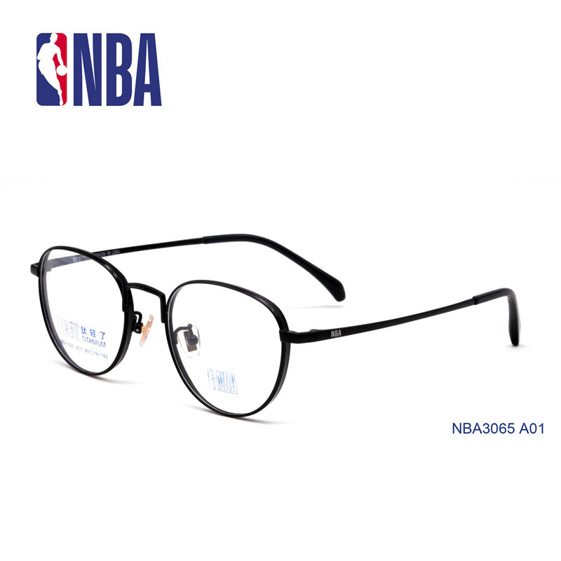 正品NBA3065 纯钛全框近视眼镜记忆镜架金属黑色圆框镜框七天试戴