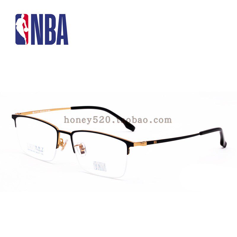 正品NBA3080 纯钛男女半框近视眼镜架超轻文艺商务个性黑色金属款