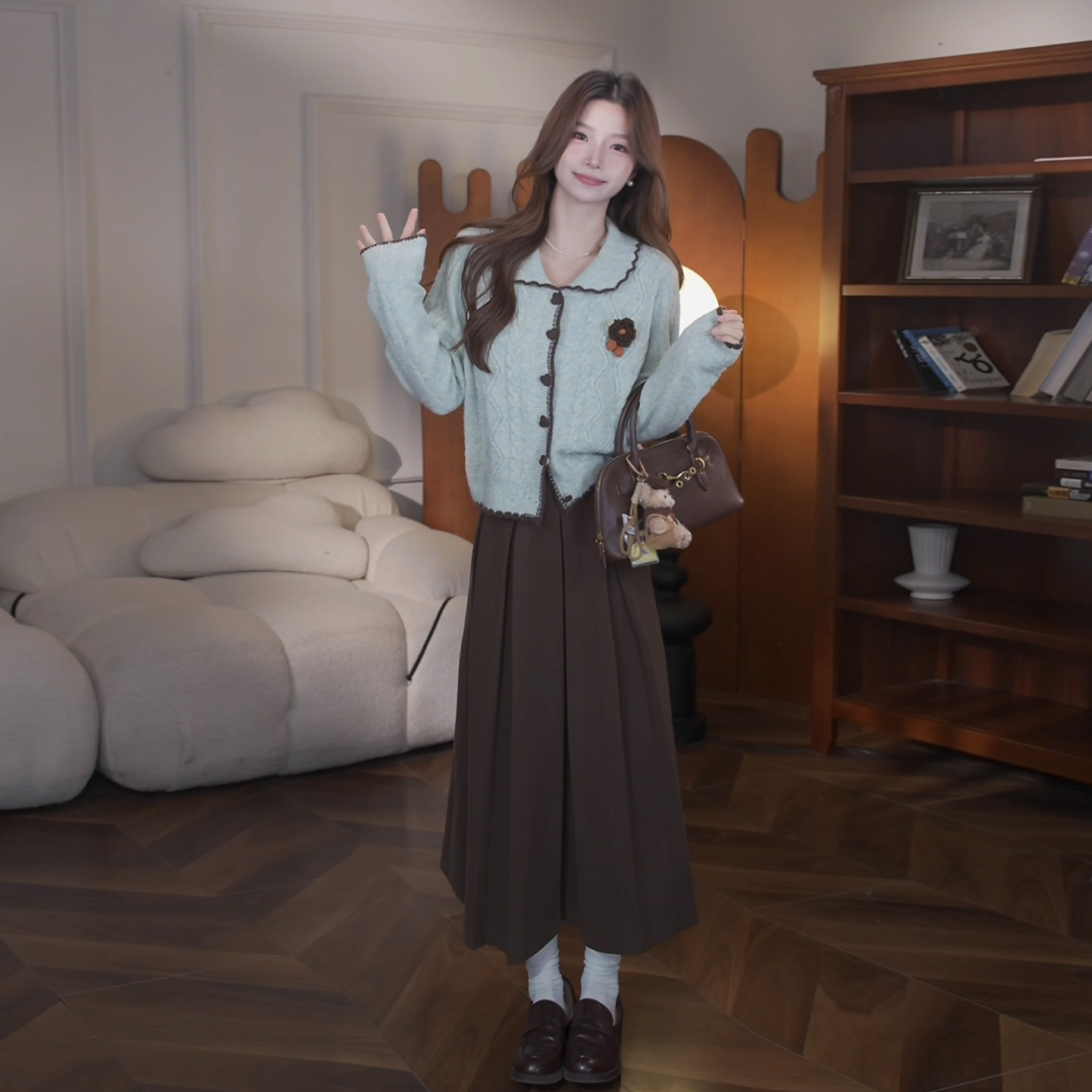 学院风针织毛衣连衣裙子女2025新款秋冬季穿搭一整套装巨好看长裙