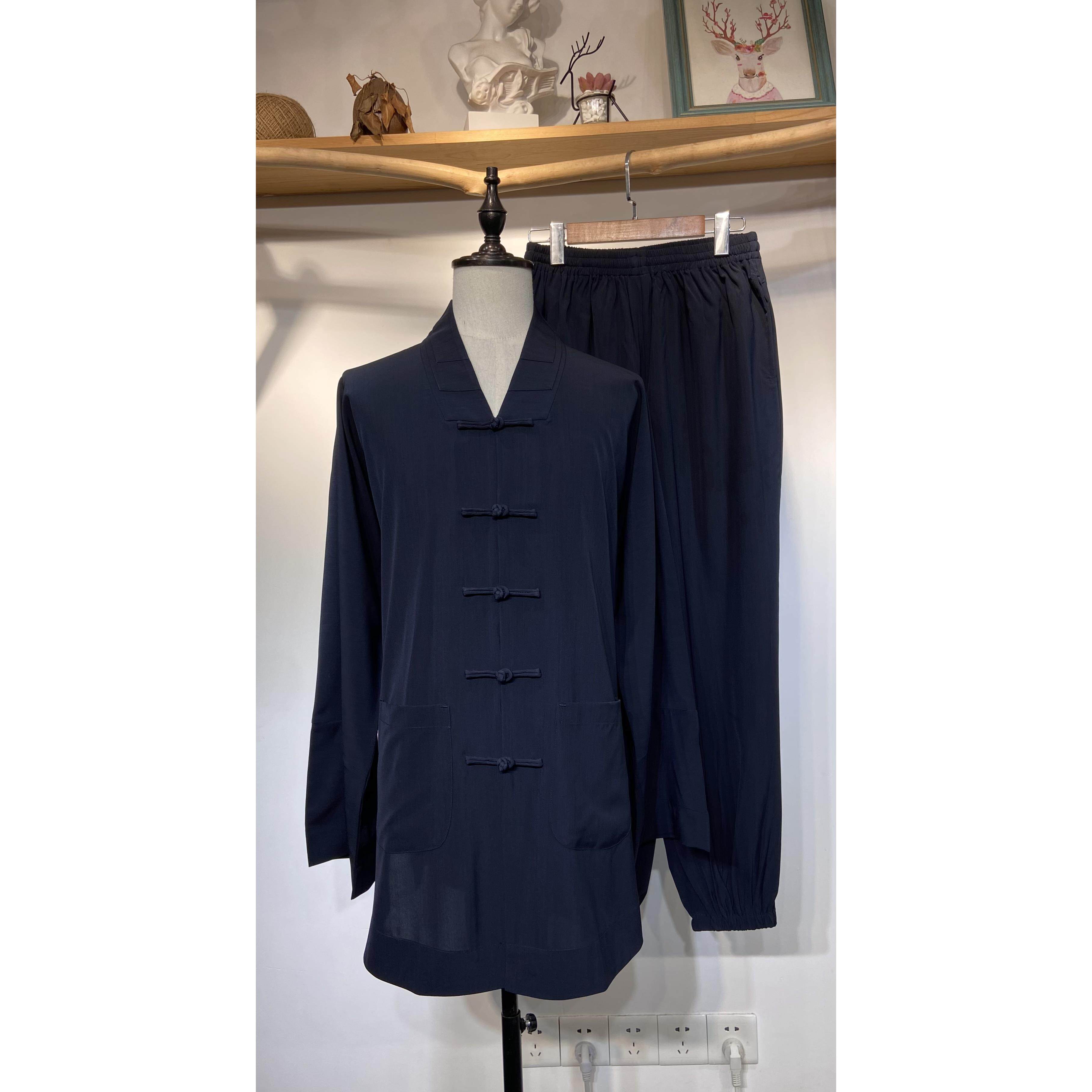 慈心缘道服夏季新款道袍斜襟三清领太极服中长袍短袍冰真丝素乔纱
