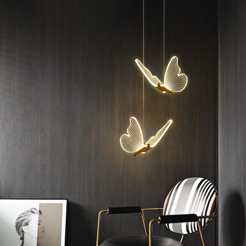 新特丽床头吊灯 创意蝴蝶轻奢主卧卧室吊线灯玄关个性艺术儿童房