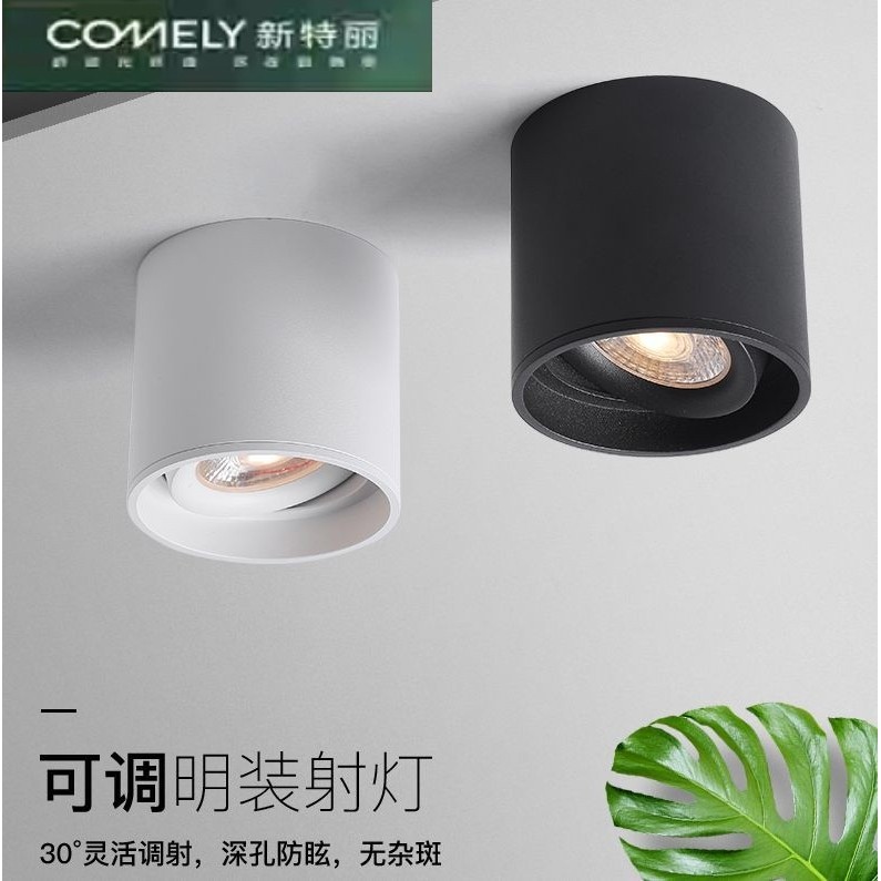 新特丽迷你小明装筒灯 三色光吸顶射灯小山丘防眩智能射灯 可调明