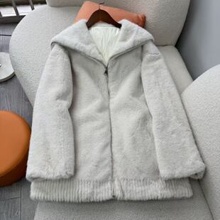 惠衣阁秋冬女大翻领羽绒服仿皮草外套保暖毛毛羽绒外套