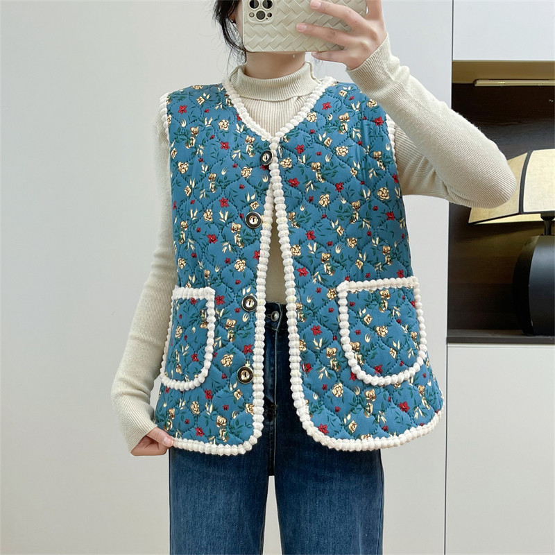 惠衣阁冬女加绒马甲V领印花马夹保暖背心外穿马夹外套妈妈装,女装/女士精品,马夹,淘宝优惠券,粉丝福利购,淘宝优惠卷