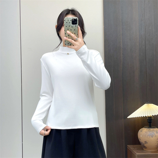 宽松休闲弹力加绒打底衫 高领打底衫 t恤衫 惠衣阁秋冬女棉质长袖