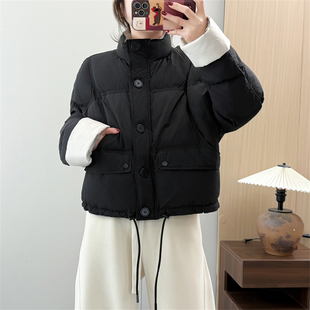 惠衣阁秋冬女长袖立领羽绒服短款羽绒服韩版宽松休闲羽绒外套