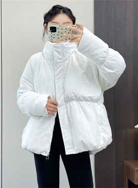 惠衣阁秋冬女长袖羽绒服立领羽绒外套韩版宽松休闲白色羽绒外套