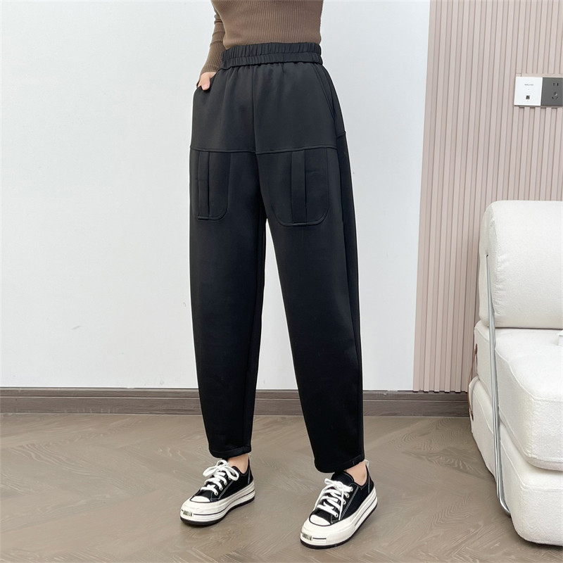 惠衣阁秋冬女空气棉长裤松紧腰高腰休闲裤韩版宽松显瘦垮裤妈妈裤