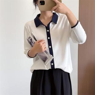 針織打底衫 休閑百搭針織襯衫 女棉質(zhì)長袖 上衣大碼 t恤衫 惠衣閣春季