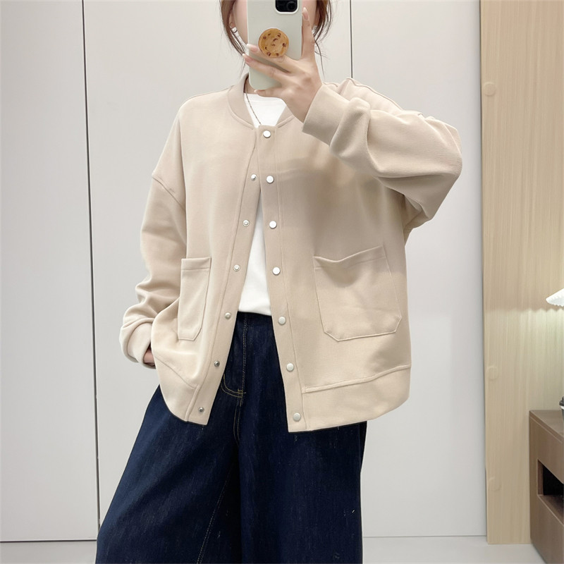 惠衣阁春季女棉质长袖立领外套立领棒球服韩版宽松休闲运动衫卫衣