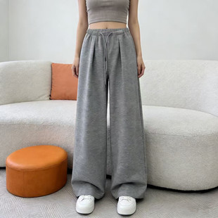 韩版 直筒裤 宽松休闲裤 显瘦阔腿裤 惠衣阁春季 卫裤 女棉质松紧腰长裤