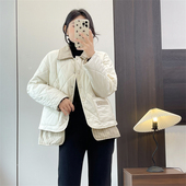 惠衣阁冬季 女假两件棉衣拼接棉衣韩版 宽松休闲菱形压线棉服可机洗