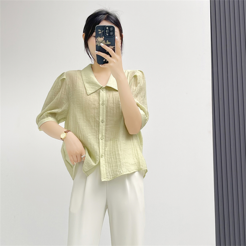 惠衣阁夏季女短袖衬衫条纹衬衫韩版宽松通勤职业衬衫气质上衣