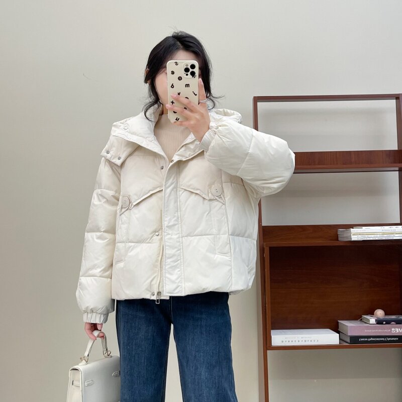 惠衣阁秋冬女连帽羽绒服面包服韩版宽松休闲加厚保暖羽绒外套