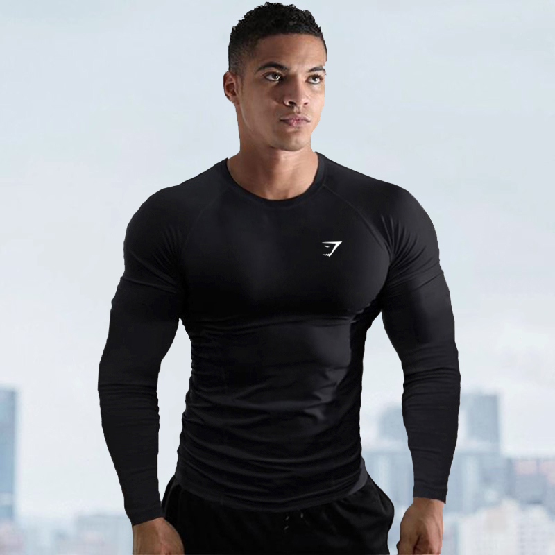 运动健身服圆领长袖T恤紧身衣