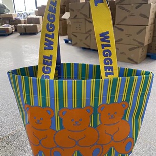 樱桃小熊环保单肩包手提购物袋防水编织折叠大容量 包邮