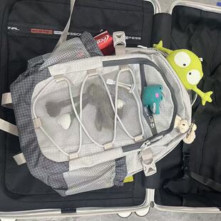 格纹尼龙防水休闲双肩包女旅游轻便大容量电脑包初高中书包男背包