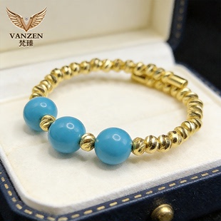 18K金绿松石圆珠开口戒指【支持签收7内全国检测】