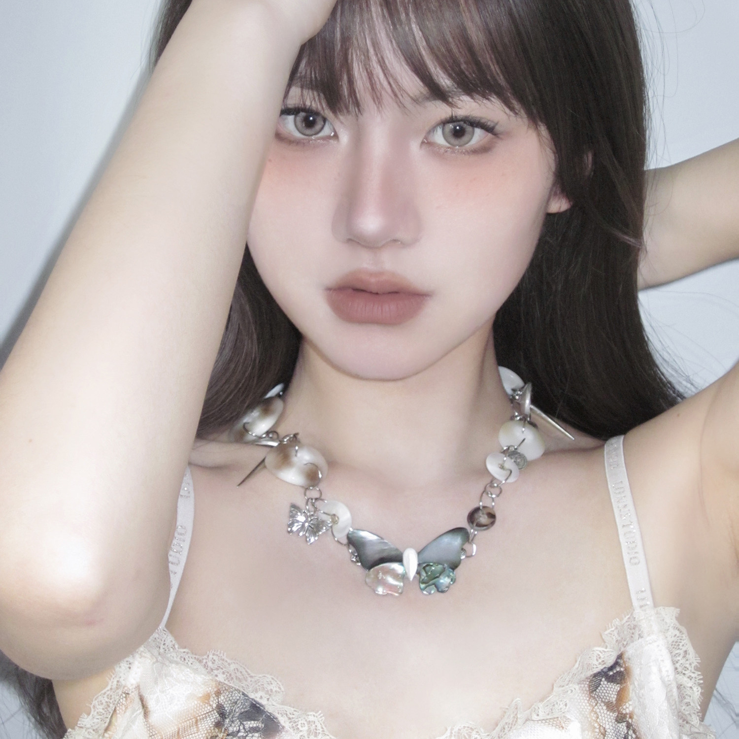小众设计甜酷辣妹蝴蝶贝壳颈链女