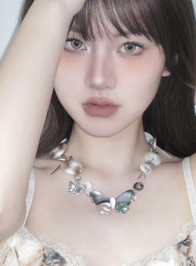 小众设计甜酷辣妹蝴蝶贝壳颈链女