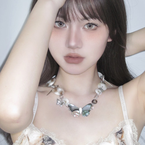 小众设计甜酷辣妹蝴蝶贝壳颈链女