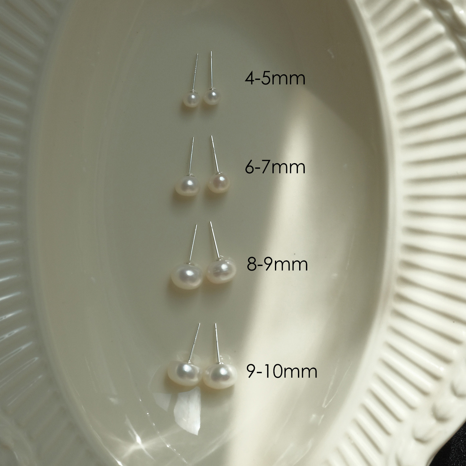 天然淡水珍珠999银耳钉气质简约