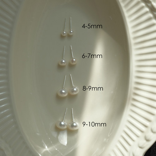 天然淡水珍珠999银耳钉气质简约