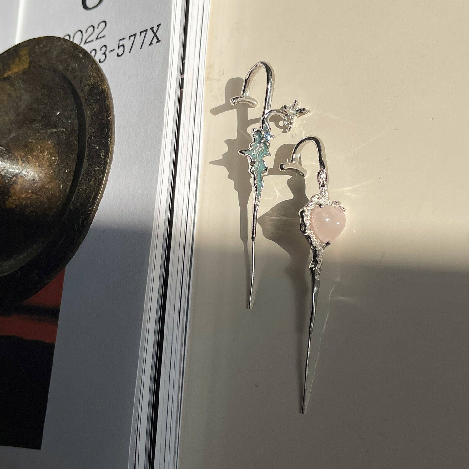 通体925银甜酷小众耳钉耳夹一体