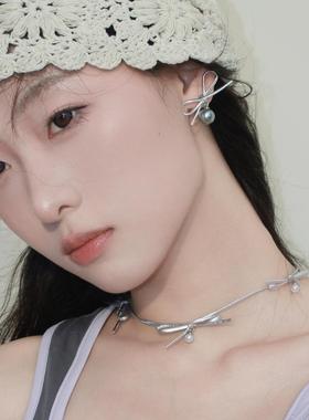 银色千禧机能风小众气质项链耳钉