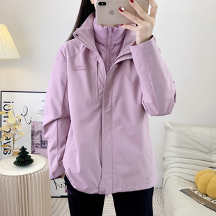 风雪狼户外羽绒内胆冲锋衣女款2025新款三合一可拆卸保暖防风外套