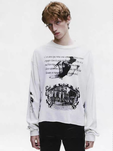 现货ERD忧郁的富二代拿破仑书信马车长袖短宽boxyT恤全昭弥同款