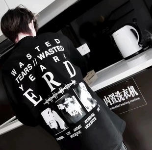 【现货】非ERD忧郁的富二代长袖荆棘人像照片复古做旧印花 260g