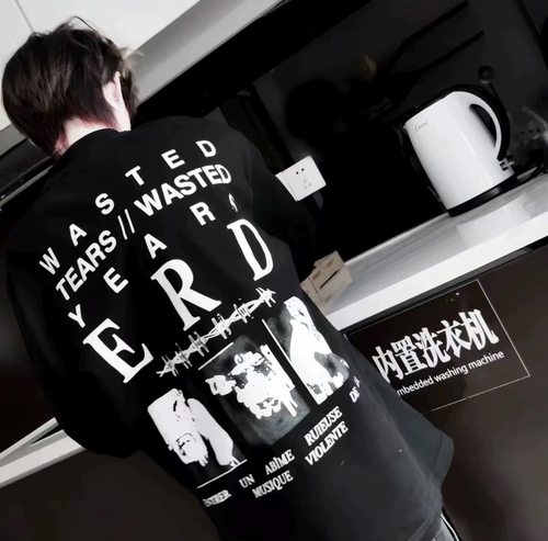 【现货】非ERD忧郁的富二代长袖荆棘人像照片复古做旧印花 260g