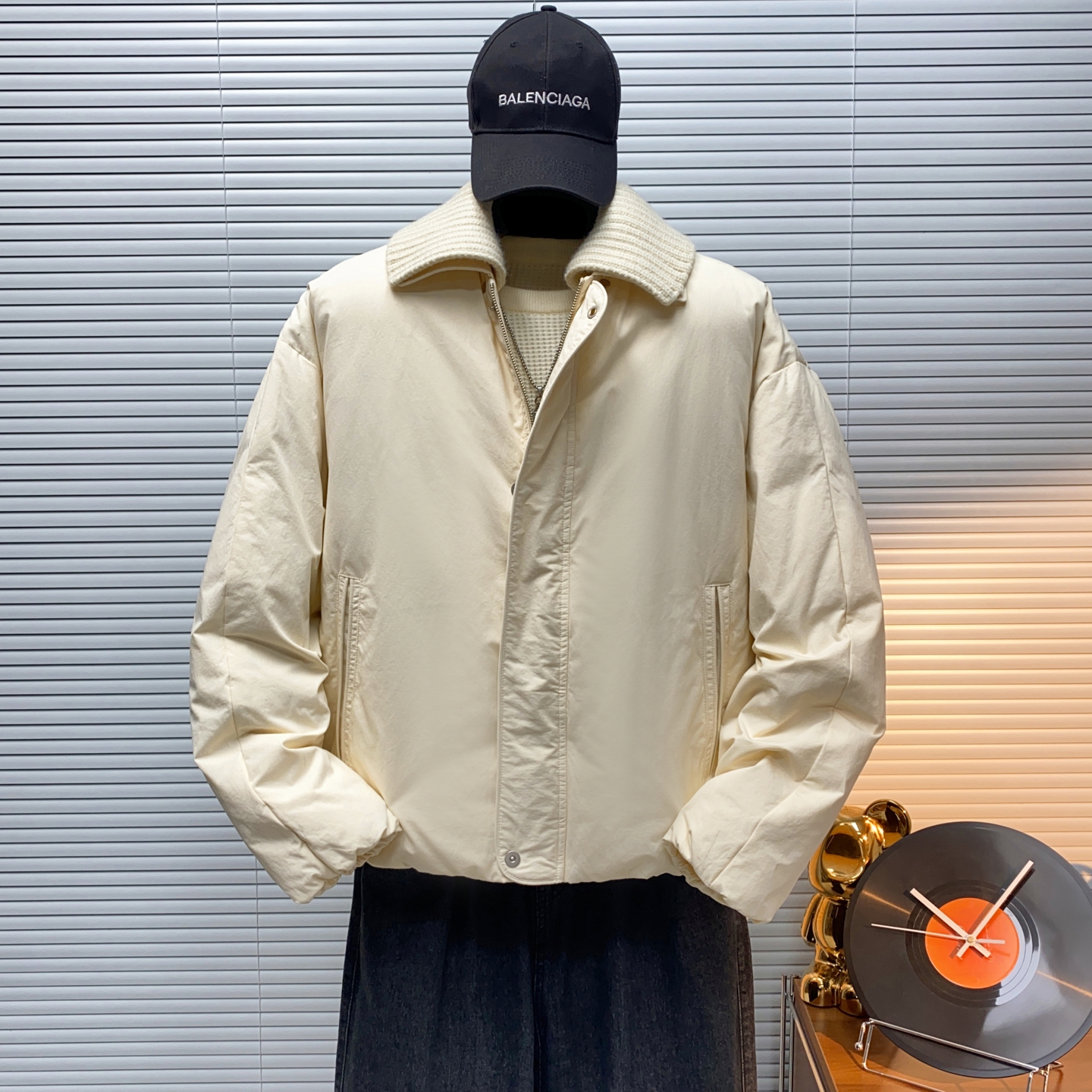 支架图-新标90白鸭绒原创设计男士短款宽松羽绒服75339P360，男装羽绒服，电商D216-1