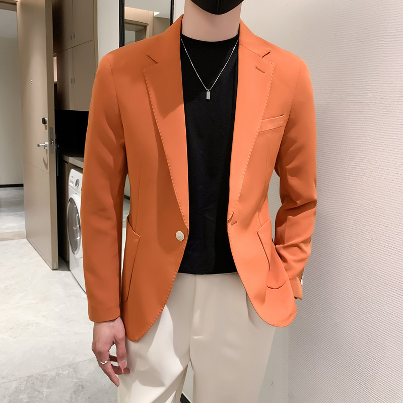 模特图男士休闲西装修身韩版西服单西外套F6810P165图片