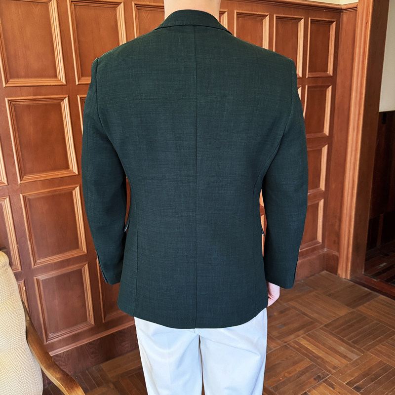 模特图2024男士休闲西装修身西服纯色单西外套DX6944P175,男装西服,电商D216-1