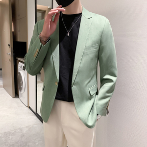 模特图男士休闲西装修身韩版西服单西外套F6804P165图片
