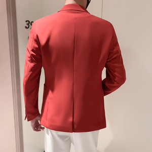 模特图男士休闲西装修身韩版西服单西外套F6816P165图片