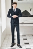 80%聚酯纤维18%粘纤2%氨纶2019-S-5XL男士西服套装三件套6104P280，男装西服套装，电商D216-1