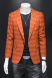 镂空图长期款男士休闲西装时尚修身西服单西外套DX6927P165，男装西服，电商D216-1