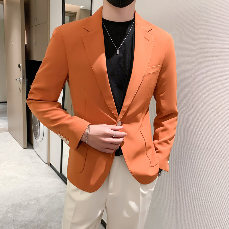 模特图男士休闲西装修身韩版西服单西外套F6810P165,男装西服,电商D216-1