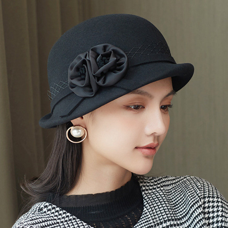 秋季气质名媛帽子女洋气秋冬贝雷帽秋天羊毛优雅高端春秋时尚女帽